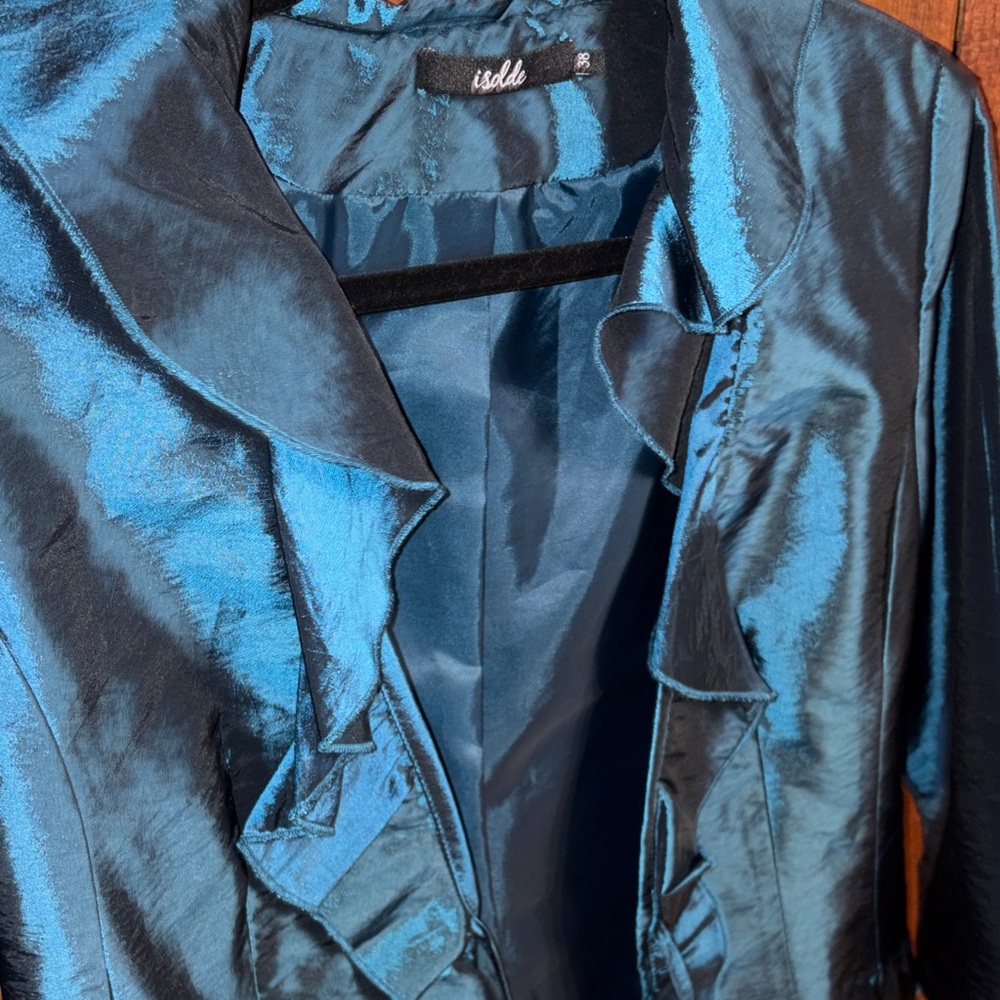 Satin Ruffle Jacket - Blue - Picture 5 of 5
